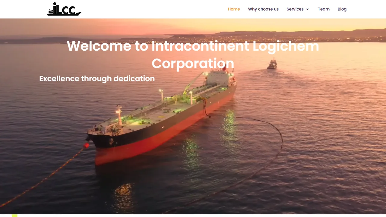 ILCCPL home page with a chemical tanker at sea
